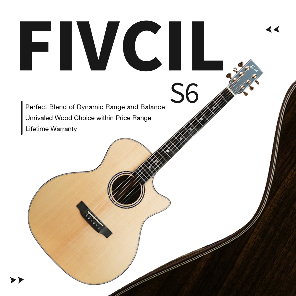 Fivcil S6 Grand Auditorium 41 Inch Acoustic Guitar
