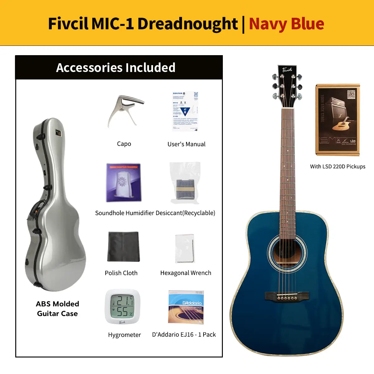 Fivcil MIC-1 Sitka Spruce/African Mahogany Acoustic Guitar