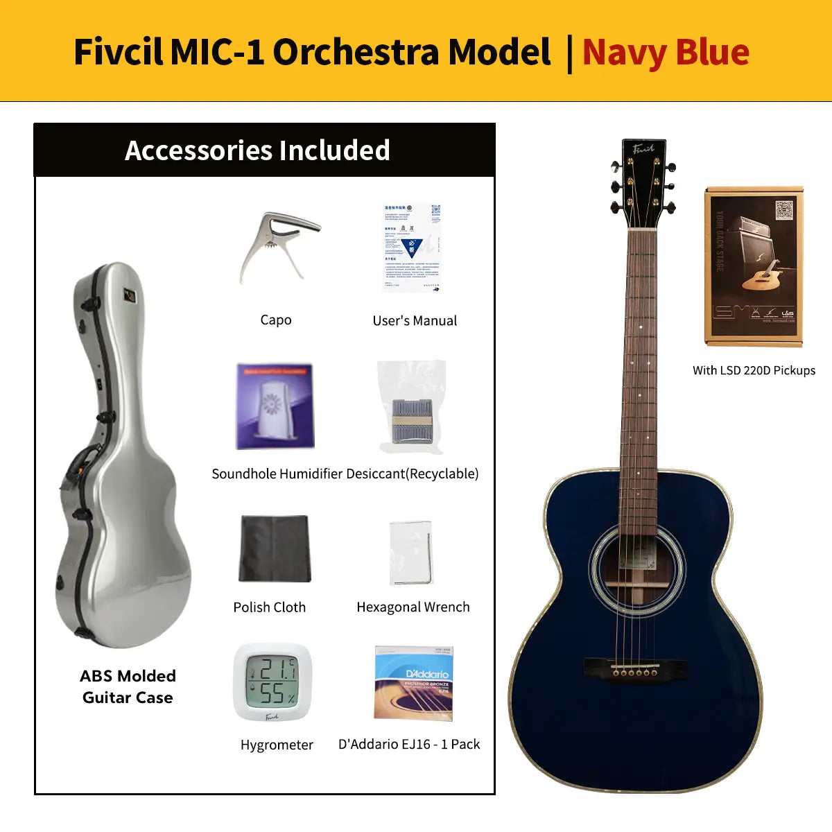 Fivcil MIC-1 Sitka Spruce/African Mahogany Acoustic Guitar