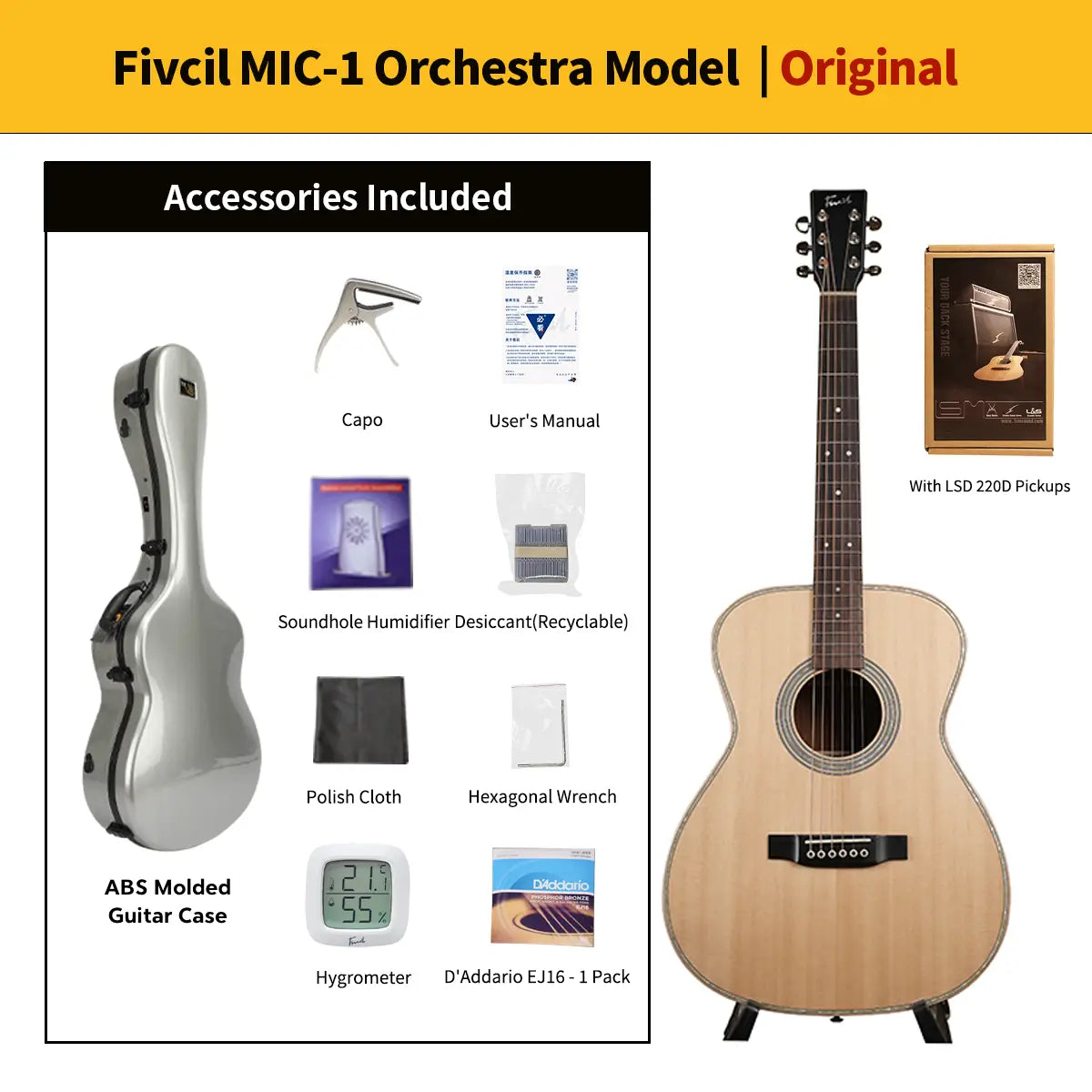 Fivcil MIC-1 Sitka Spruce/African Mahogany Acoustic Guitar