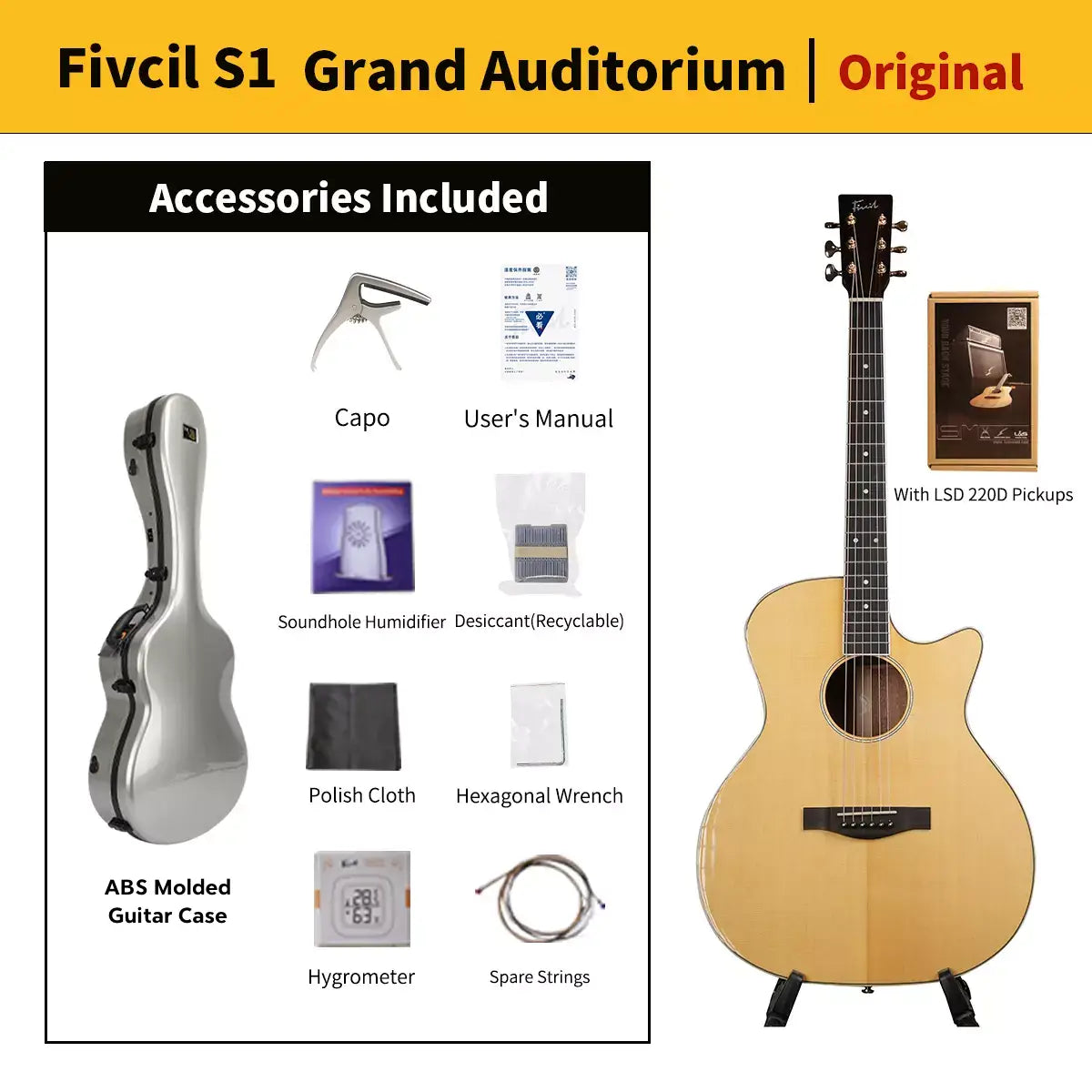 Fivcil S1 Grand Auditorium 41 Inch Acoustic Guitar